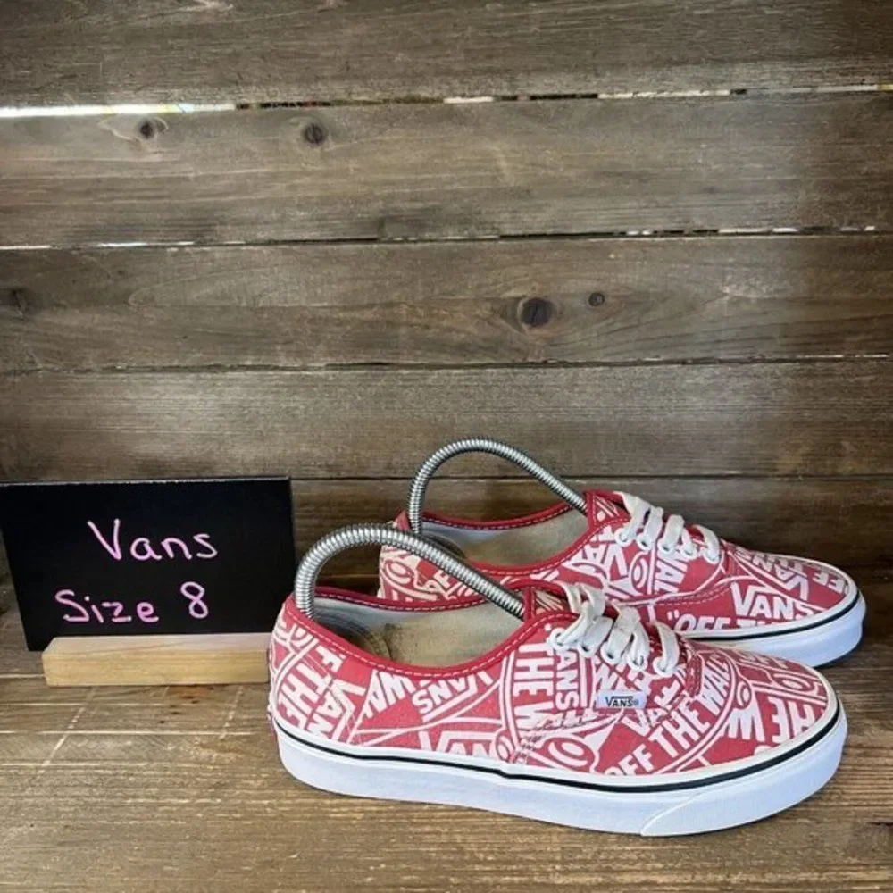 Womens Vans Era Skateboarding Red All Over Low Top‎ Sneakers Shoes Size 8 M GUC